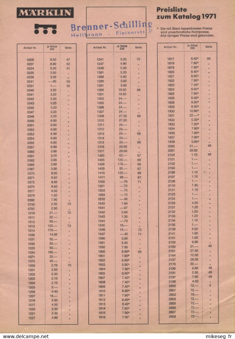 Catalogue Märklin 1970 D HO+Mini-Club+I+Minex+Metall+Sprint En Allemand 73 Pages Avec Tarifs 4 Pages Mit Preisliste DM - Altri & Non Classificati