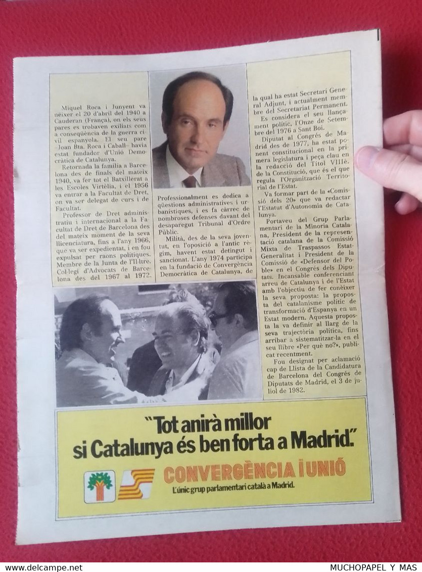 ANTIGUA REVISTA PROPAGANDA POLÍTICA PANFLETO O SIMIL CIU CONVERGENCIA I UNIÓ MIQUEL ROCA 1982 CATALOGNE CATALUNYA VER... - Brocante & Collections