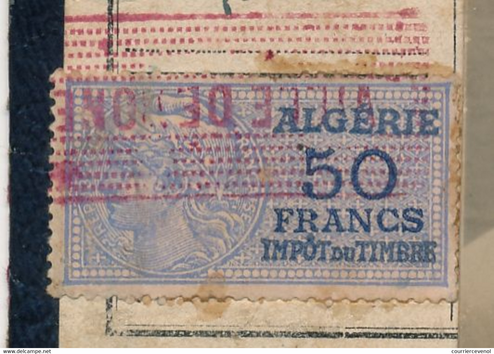 ALGERIE - FISCAL 50F Type Daussy Impôt Du Timbre, Sur Carte D'identité - Alger 1947 - Otros & Sin Clasificación