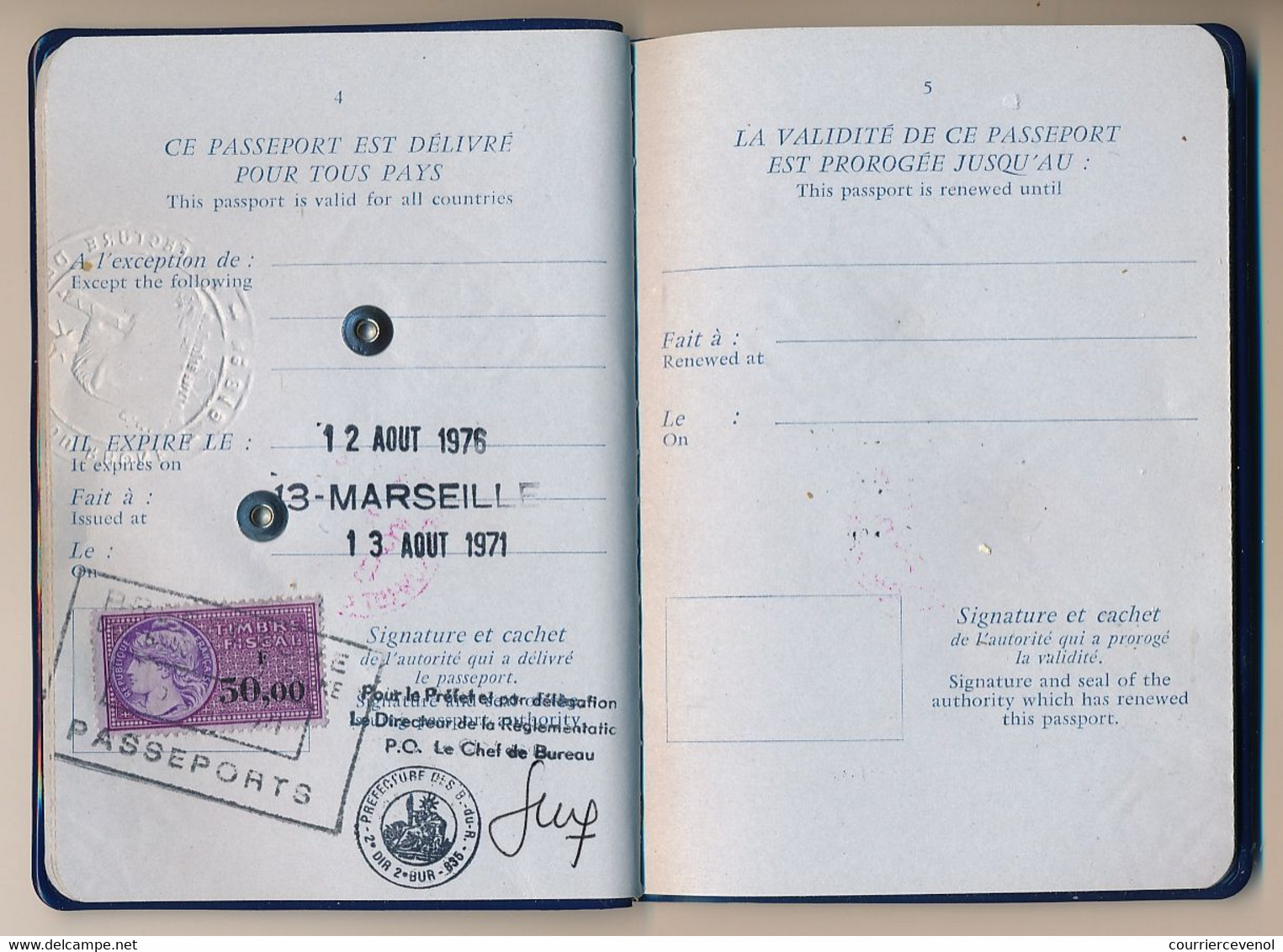 FRANCE - FISCAL 50F Type Daussy Sur Passeport - Marseille - 1971 - Andere & Zonder Classificatie