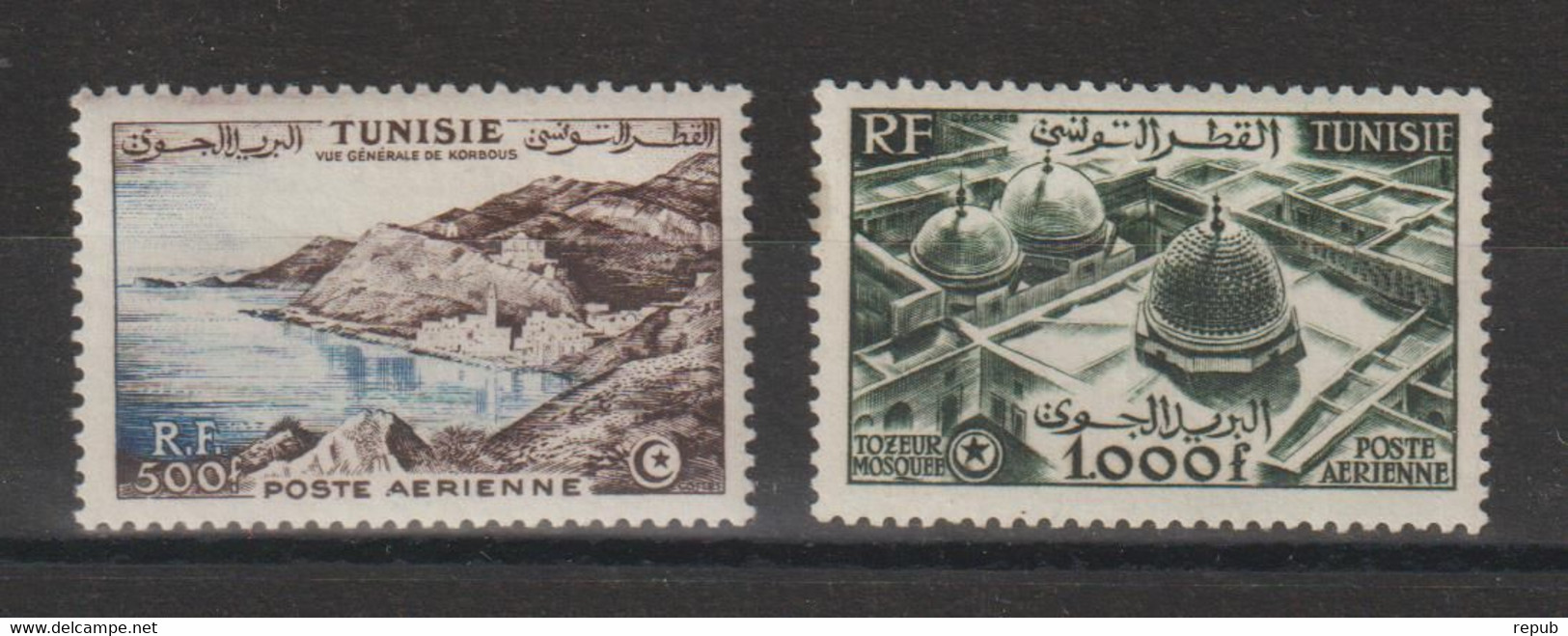 Tunisie 1953 Vues PA 18-19, 2 Val * Charnière MH - Poste Aérienne