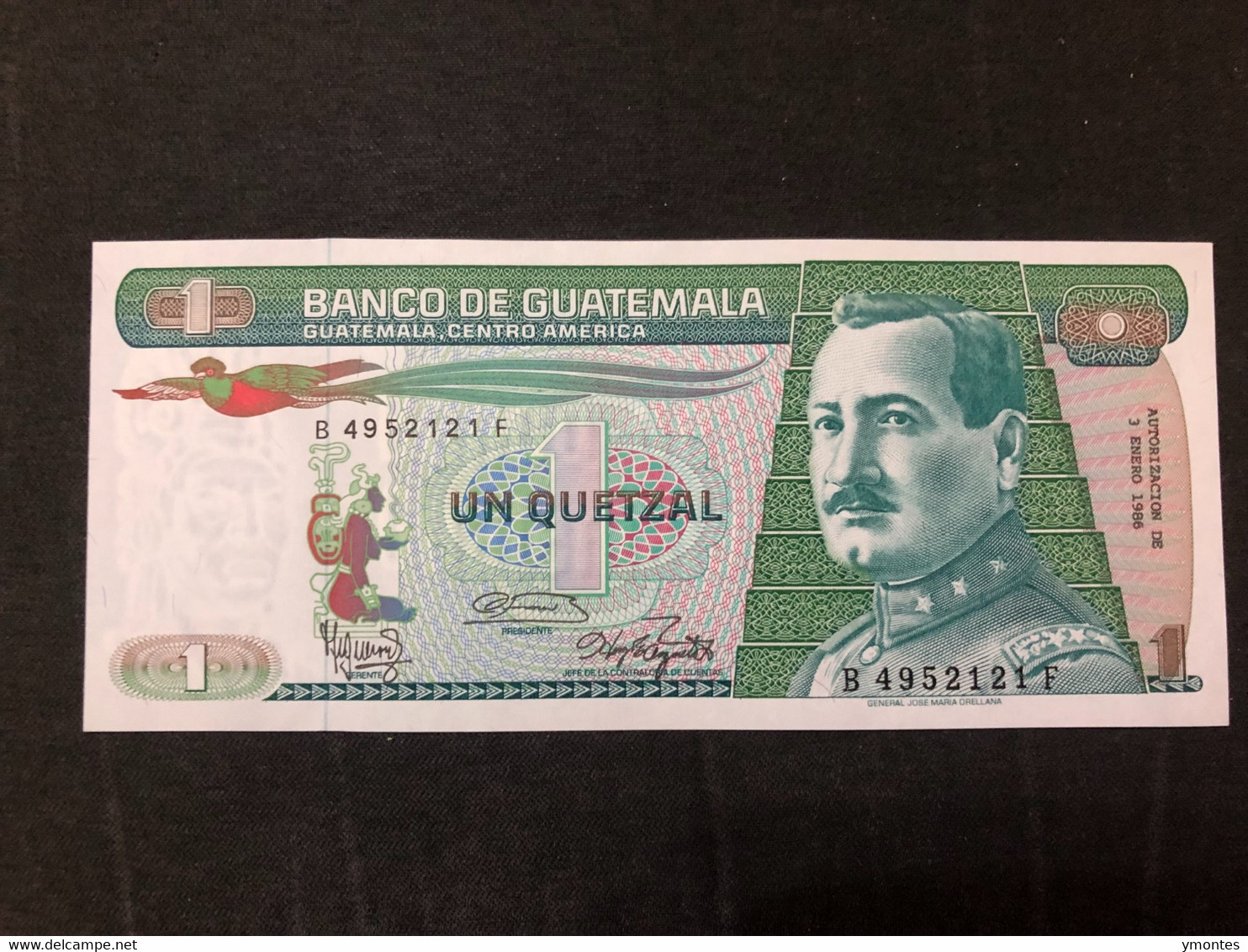 Banknote 1 Quetzal, 3 January 1986, P66 - Guatemala