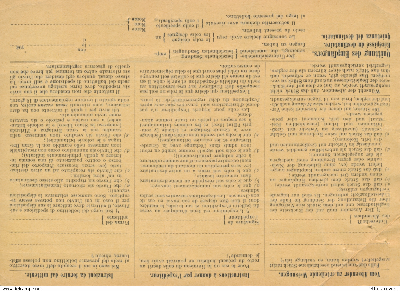 1931 Ecusson 2f + Helvetia 60c Sur BULLETIN EXPEDITION ETRANGER > TURIN ITALIE OBL OLLON 25/2/31 DOMODOSSOLA ECHANGE - Storia Postale