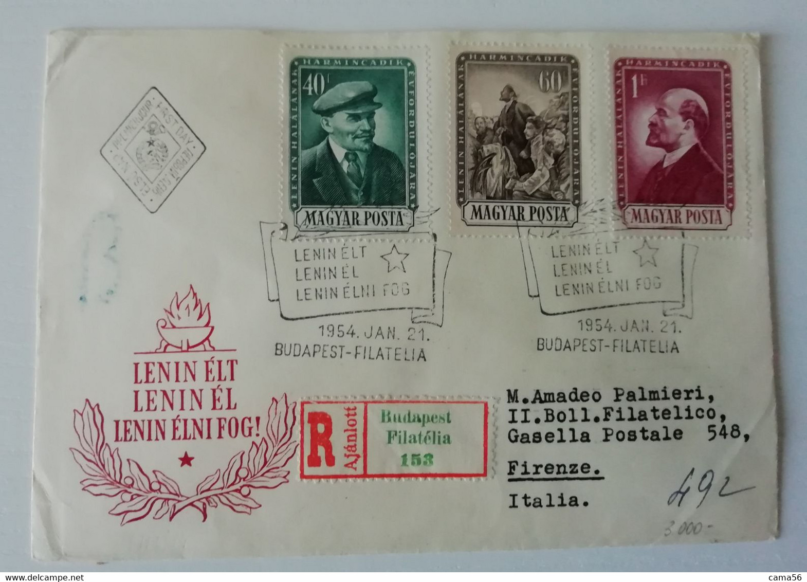 Ungheria 1954 - Busta Affrancata Raccomandata - Poststempel (Marcophilie)