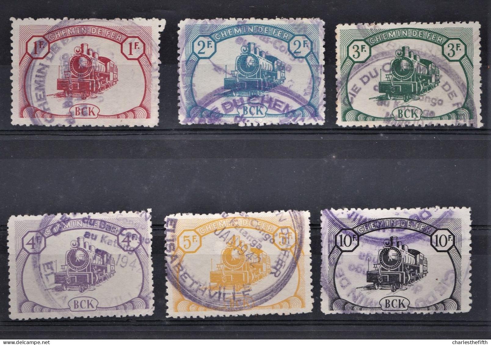 BELGIAN CONGO - COMPLETE SERIE OF TRAIN STAMPS BAS CONGO AU KATANGA  - OBP CP18/23 - Value 1300€ !!!! At 10% - Trains