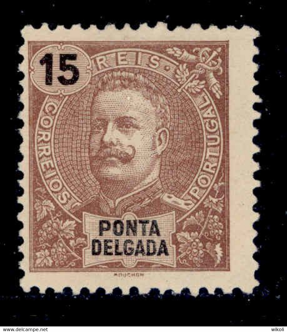 ! ! Ponta Delgada - 1897 D. Carlos 15 R - Af. 16 - No Gum - Ponta Delgada