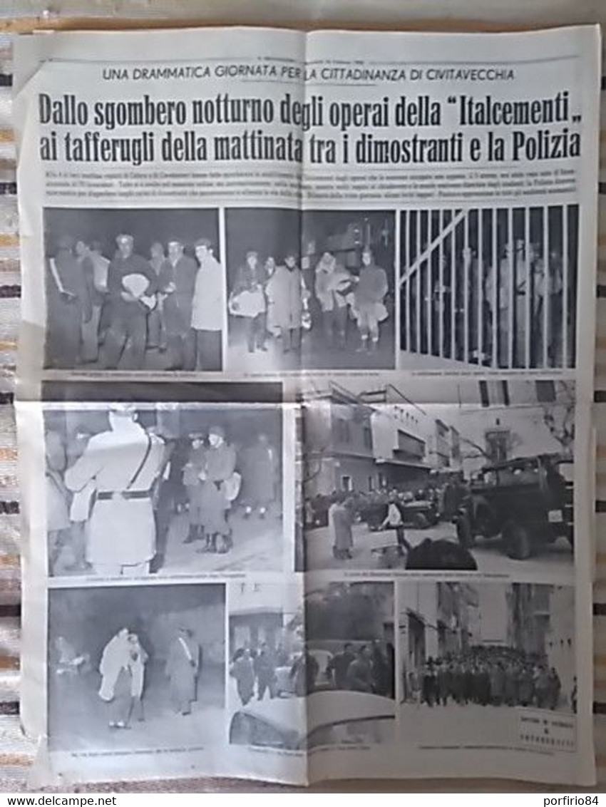 RARA PRIMA E ULTIMA PAGINA IL MESSAGGERO 18/2/1959 CIVITAVECCHIA SGOMBERO NOTTURNO DEGLI OPERAI DELLA ITALCEMENTI. - Other & Unclassified