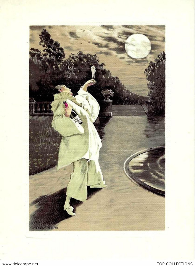 CIRCA 1930 1950 Pierrot à La Lune CHAMPAGNE HEIDSIECK REIMS BEDAR IMPRIMEUR REIMS SUPERBE VOIR SCANS - Menú