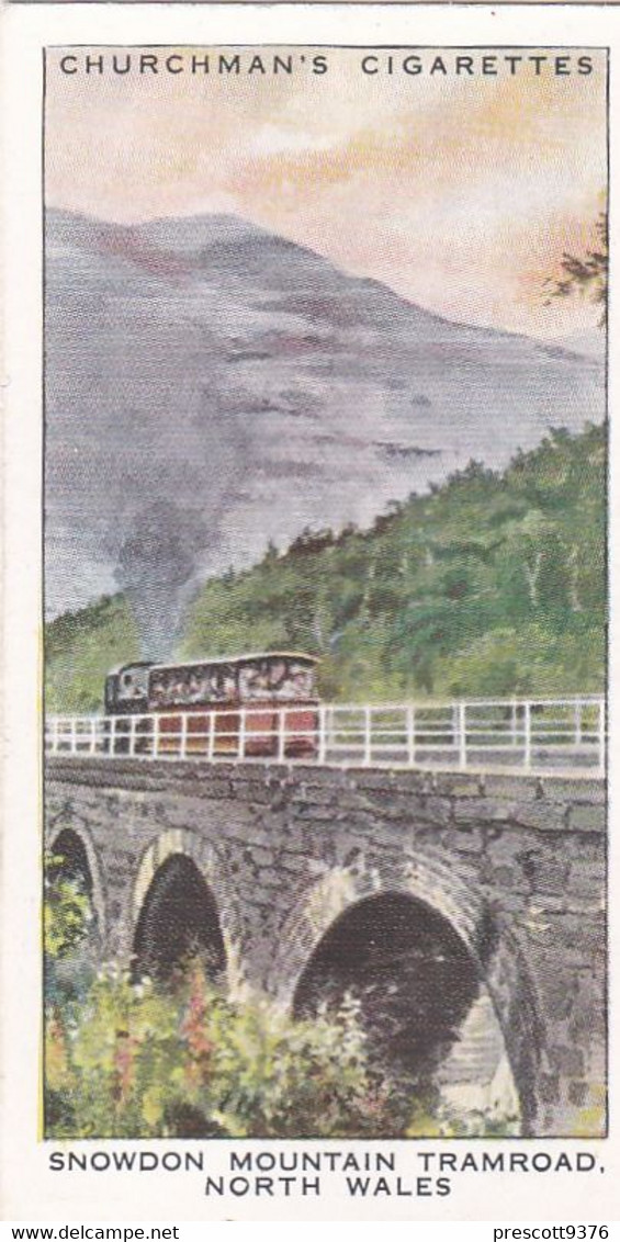 Wonderful Railway Travel, 1937 - 5 Snowden Mountain Railway, N.Wales   - Churchman Cigarette Card - Trains - Churchman