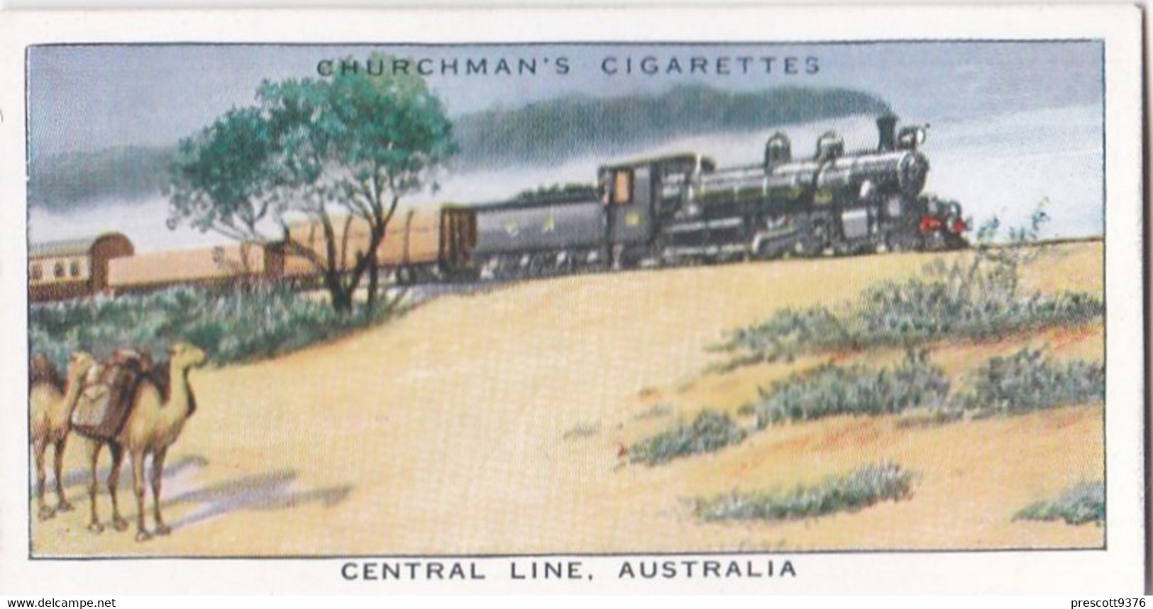 Wonderful Railway Travel, 1937 - 6 Central Line, Australia   - Churchman Cigarette Card - Trains - Churchman
