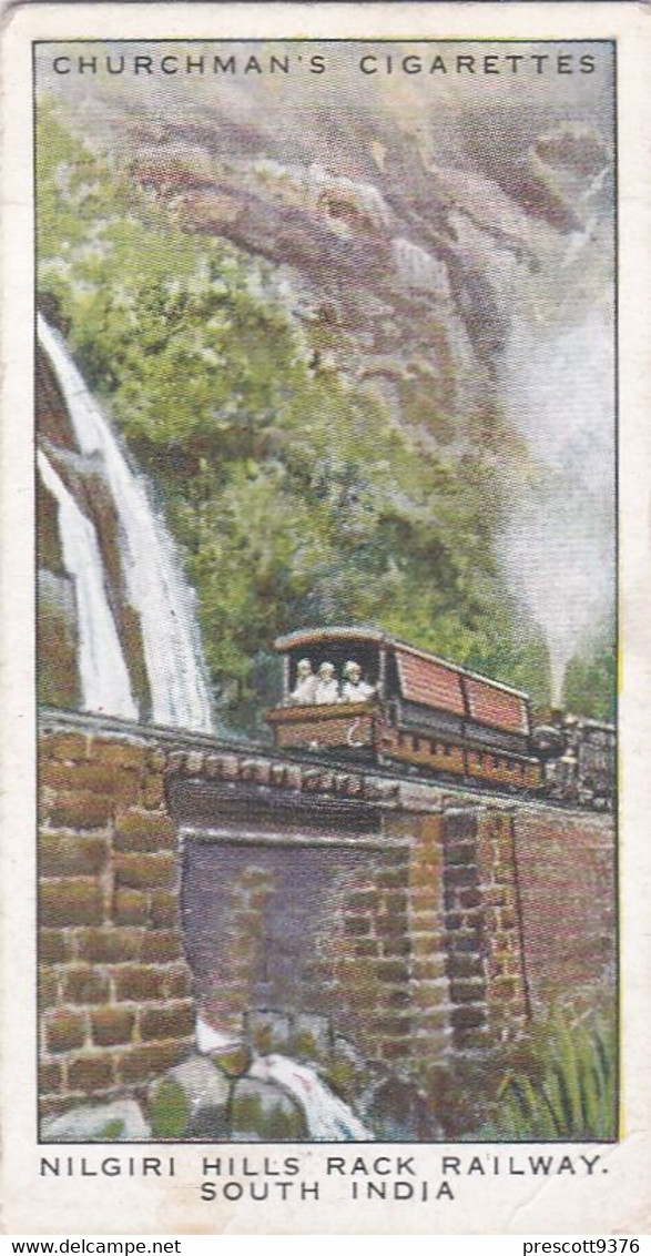 Wonderful Railway Travel, 1937 - 1Nilgiri Hills Railway, India  - Churchman Cigarette Card - Trains - Churchman