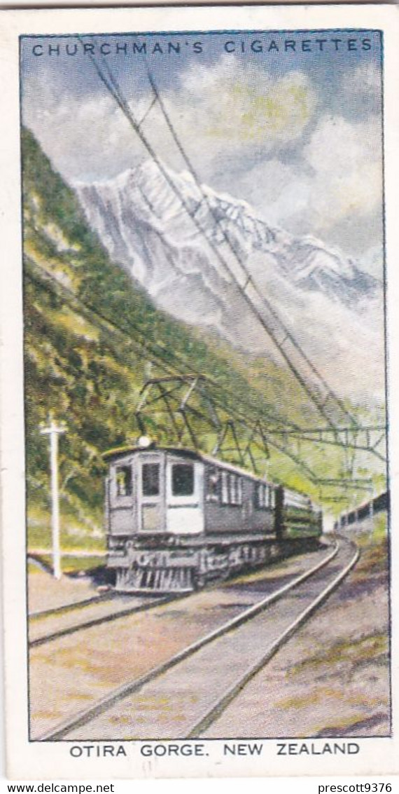 Wonderful Railway Travel, 1937 - 12 Otira Gorge, New Zealand - Churchman Cigarette Card - Trains - Churchman