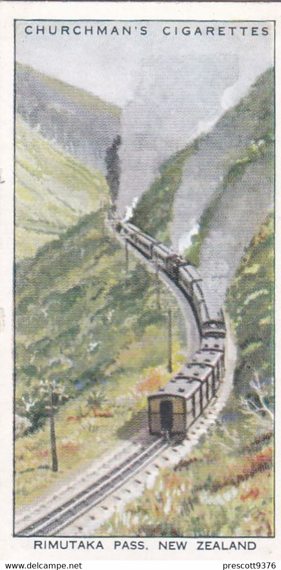 Wonderful Railway Travel, 1937 - 13 Rimutaka Pass New Zealand - Churchman Cigarette Card - Trains - Churchman