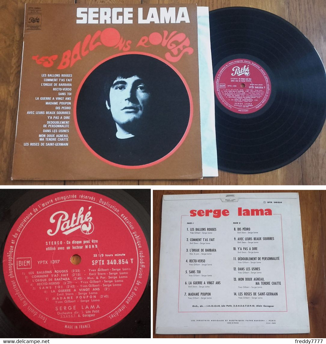 RARE French LP 33t RPM BIEM (12") SERGE LAMA (Lang, 1969) - Ediciones De Colección