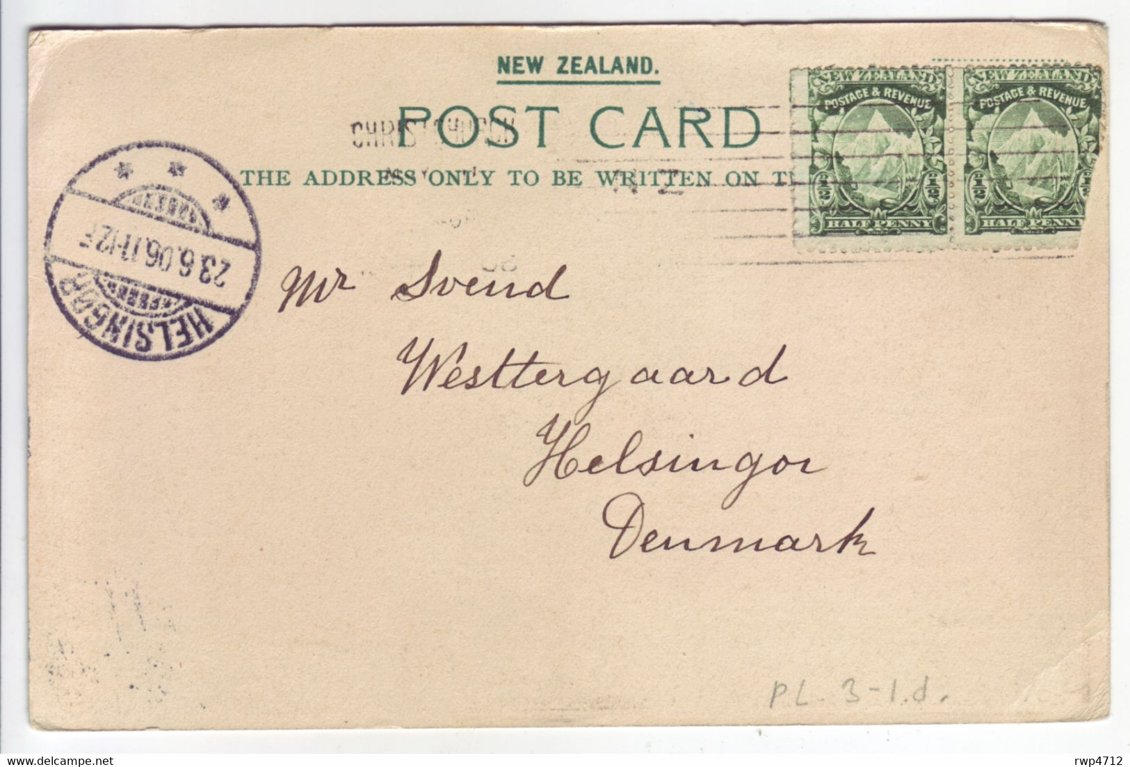 NEW ZEALAND  Ansichtskarte Picture Postcard Milford Sound 1906 To Denmark - Lettres & Documents