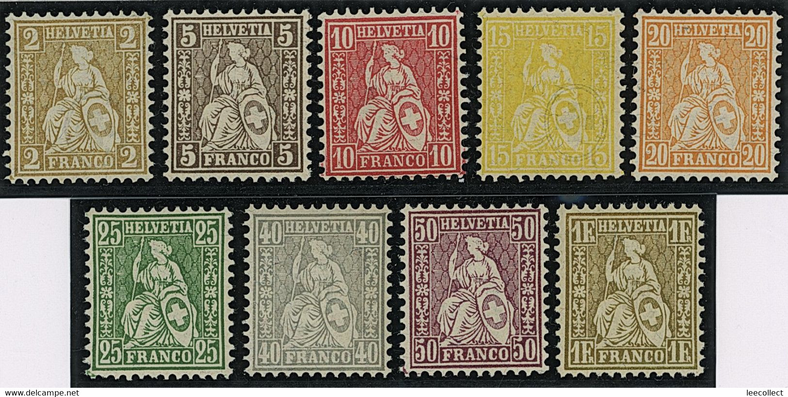 Suisse - 1881 - Sitzende Helvetia - Faserpapier - Komplette Serie - Postfrisch ** - Ungebraucht