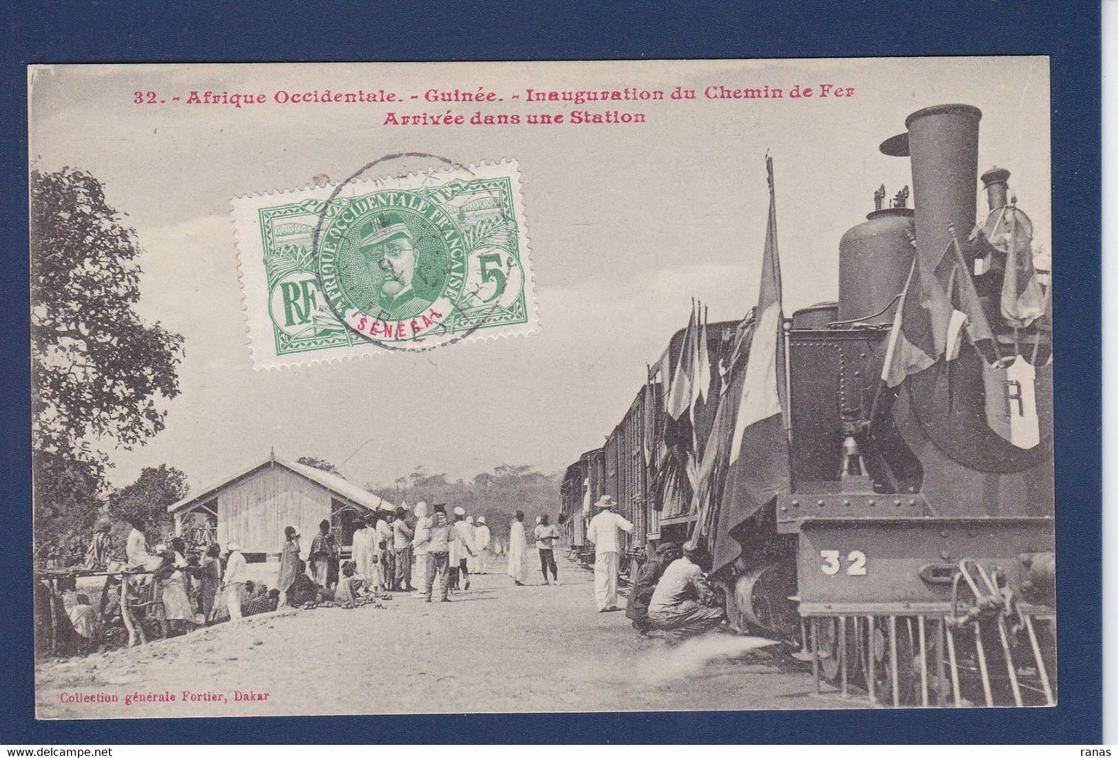 CPA Afrique > Guinée Française Train Chemin De Fer Gare Inauguration Circulé - Guinea Francese