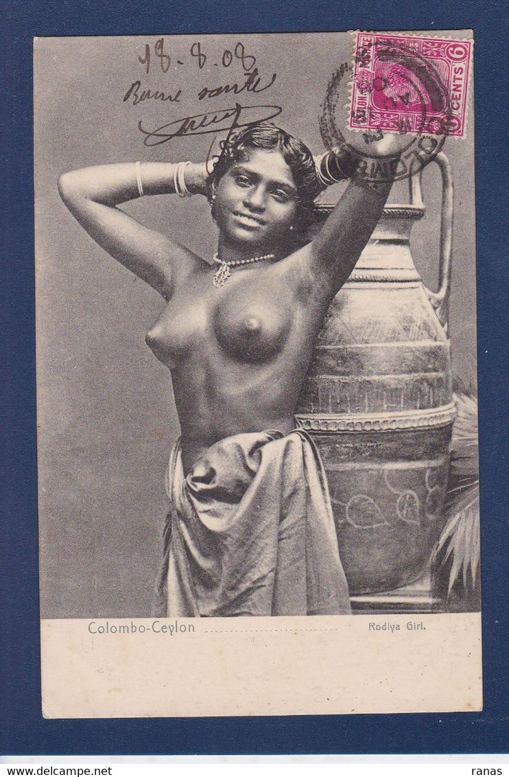 CPA Ceylan Colombo Nu Féminin Ethnic Femme Nue Woman Nude Circulé - Sri Lanka (Ceylon)