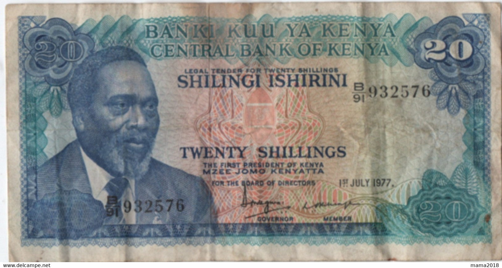 Lot 2 Billets  20 Shillings   1977   Et 5 Shillings  1977 - Kenya