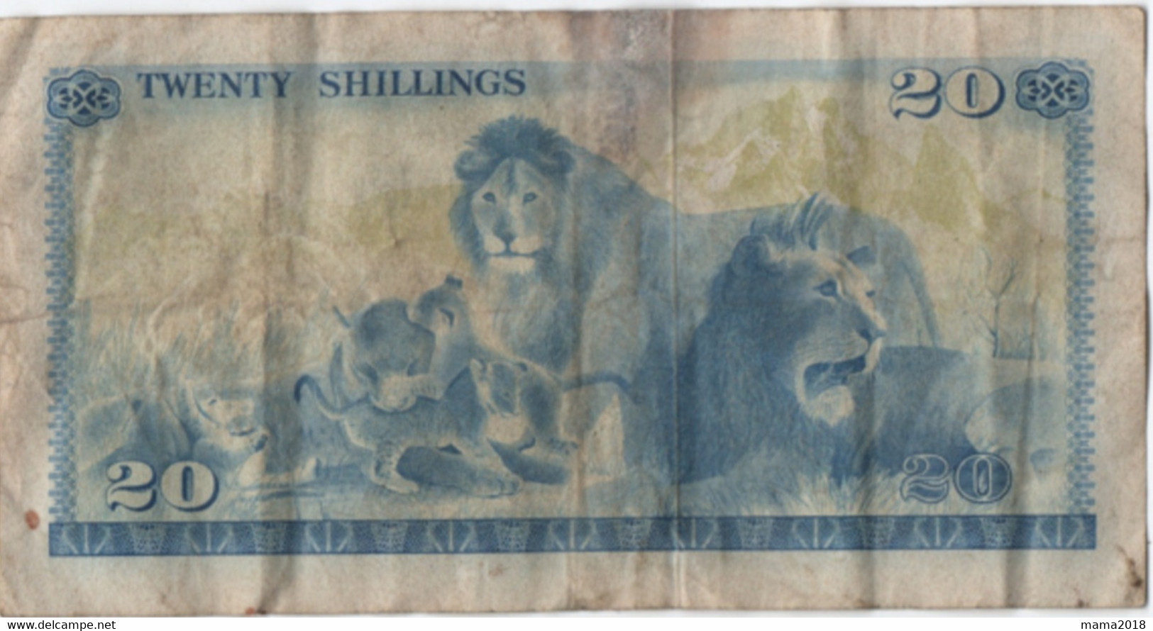Lot 2 Billets  20 Shillings   1977   Et 5 Shillings  1977 - Kenya