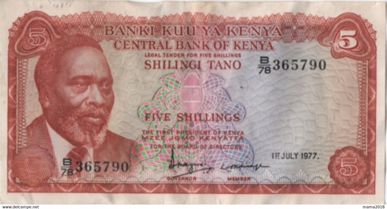 Lot 2 Billets  20 Shillings   1977   Et 5 Shillings  1977 - Kenya