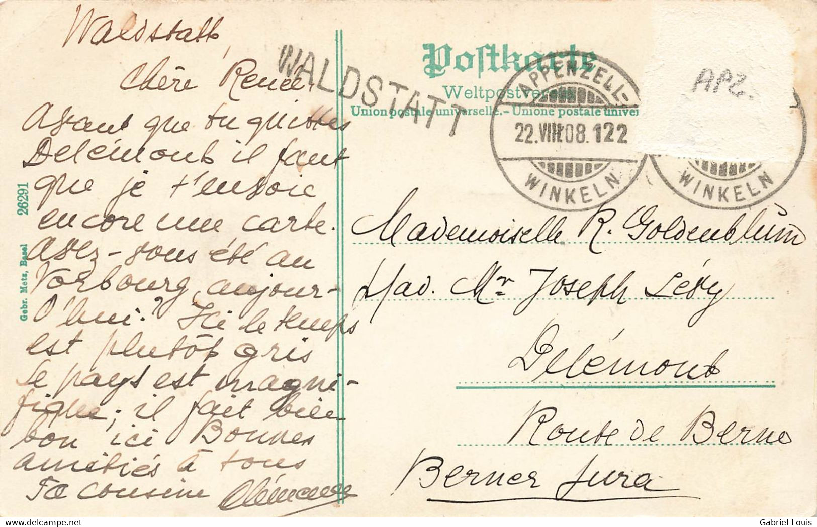 Waldstatt Mit Säntis 1908 - Sonstige & Ohne Zuordnung
