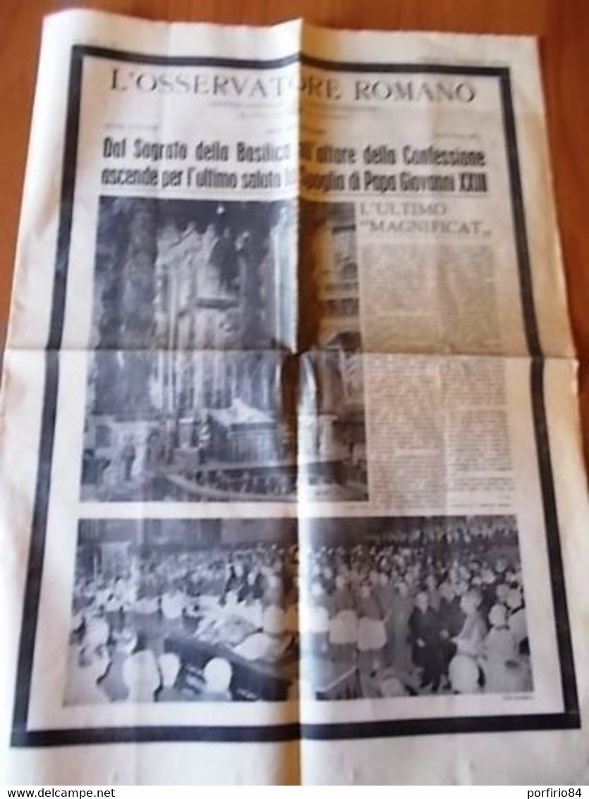 RARO GIORNALE L'OSSERVATORE ROMANO 6 GIUGNO 1963 FUNERALI DI PAPA GIOVANNI XXIII - War 1914-18