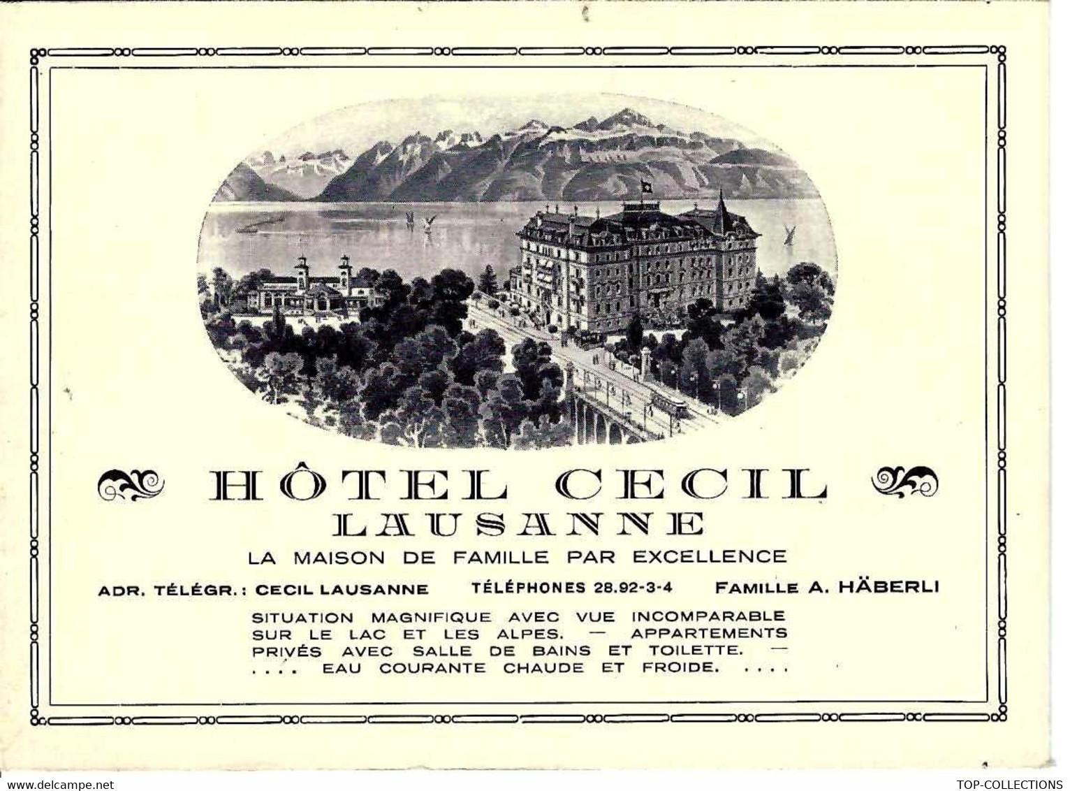 CARTE HOTEL CECIL LAUSANNE  Simplon SUISSE B.E.VOIR SCANS - Advertising