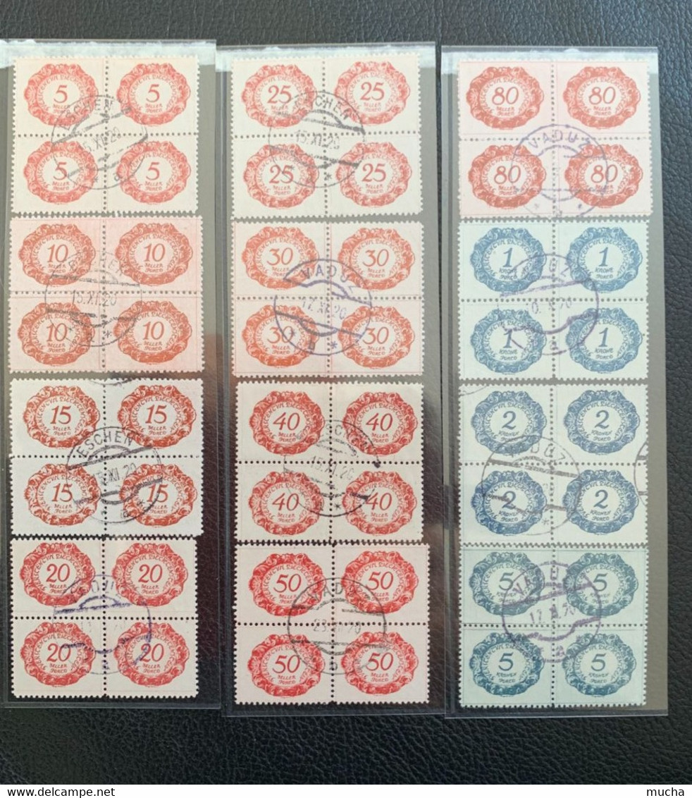 18031 - Timbres Taxes 1920 Série 1-12 Bloc De 4 Oblitérés - Taxe