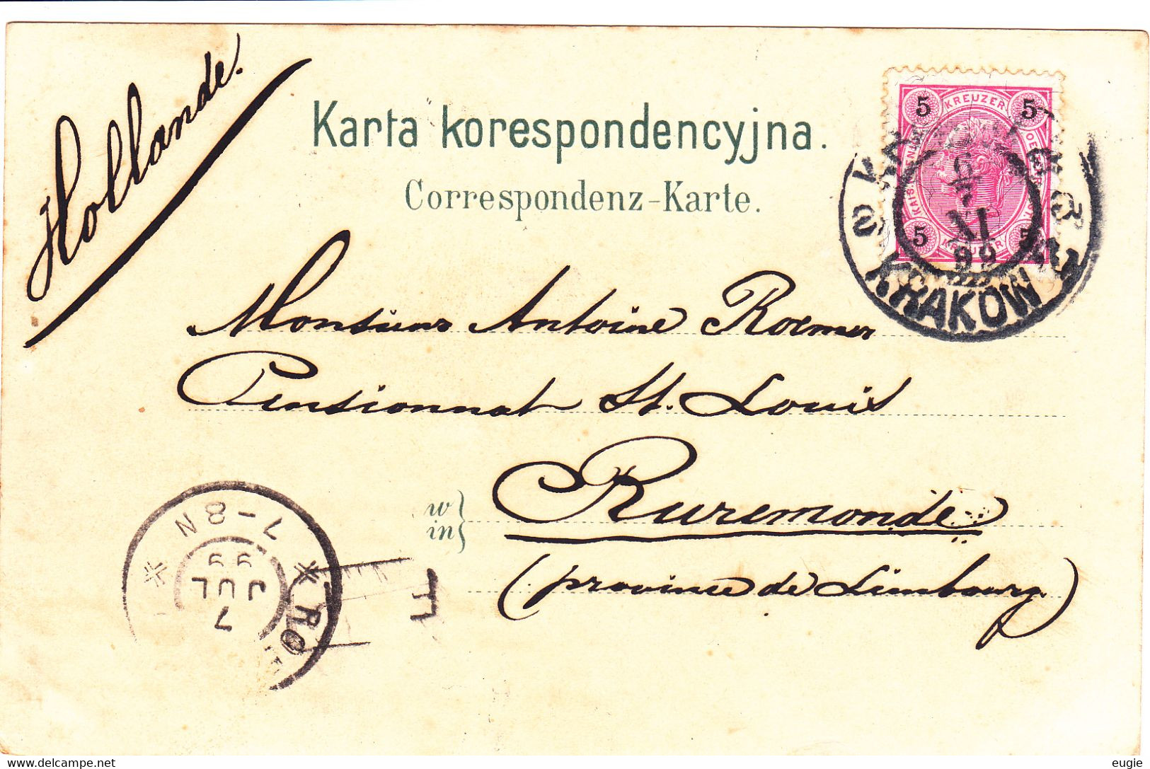 859/ Z Krakowa, 1899, Litho, Brama Floryanska - Poland