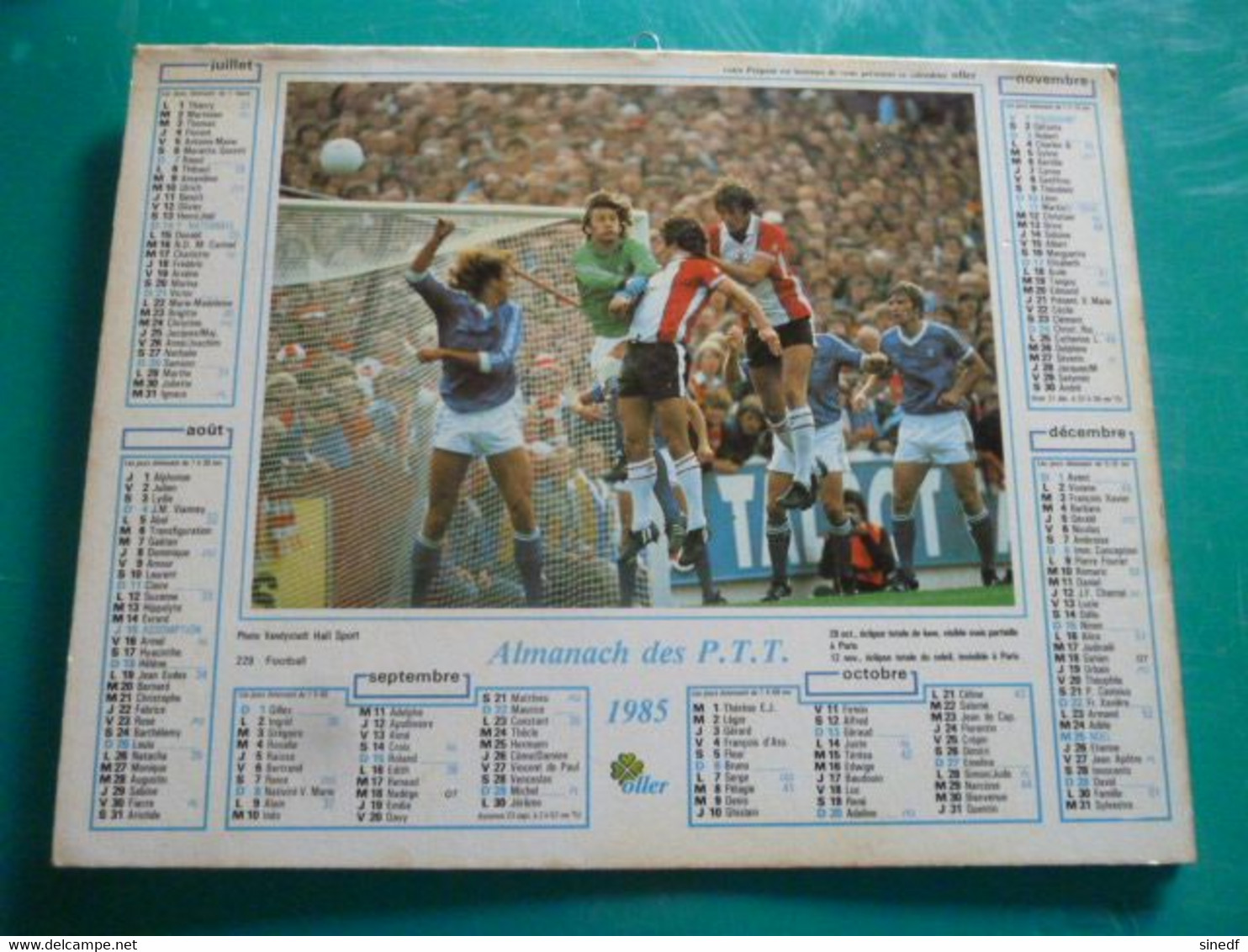 Calendrier 1985 Oller Sport Tennis Yannick  Noah Football   Almanach Facteur PTT POSTE Département Sarthe - Grand Format : 1981-90