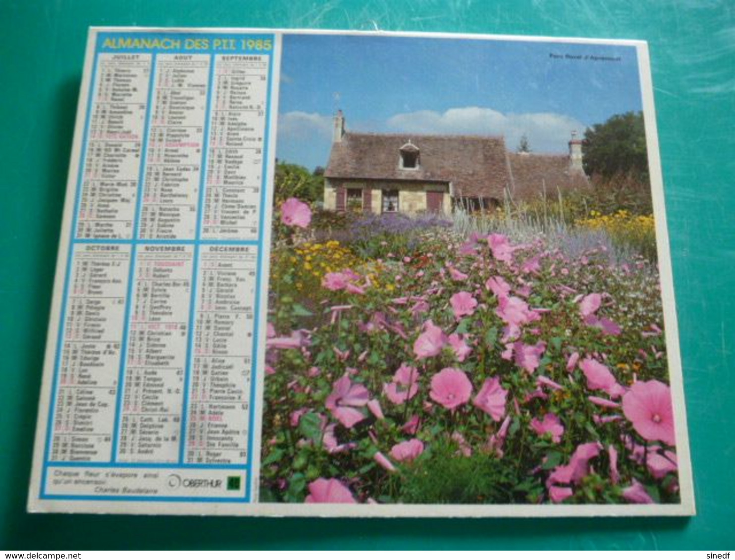 Calendrier 1985 Oberthur  Parc Floral  Apremont  Vers Combloux Savoie   Almanach Facteur PTT POSTE Département Sarthe - Grand Format : 1981-90