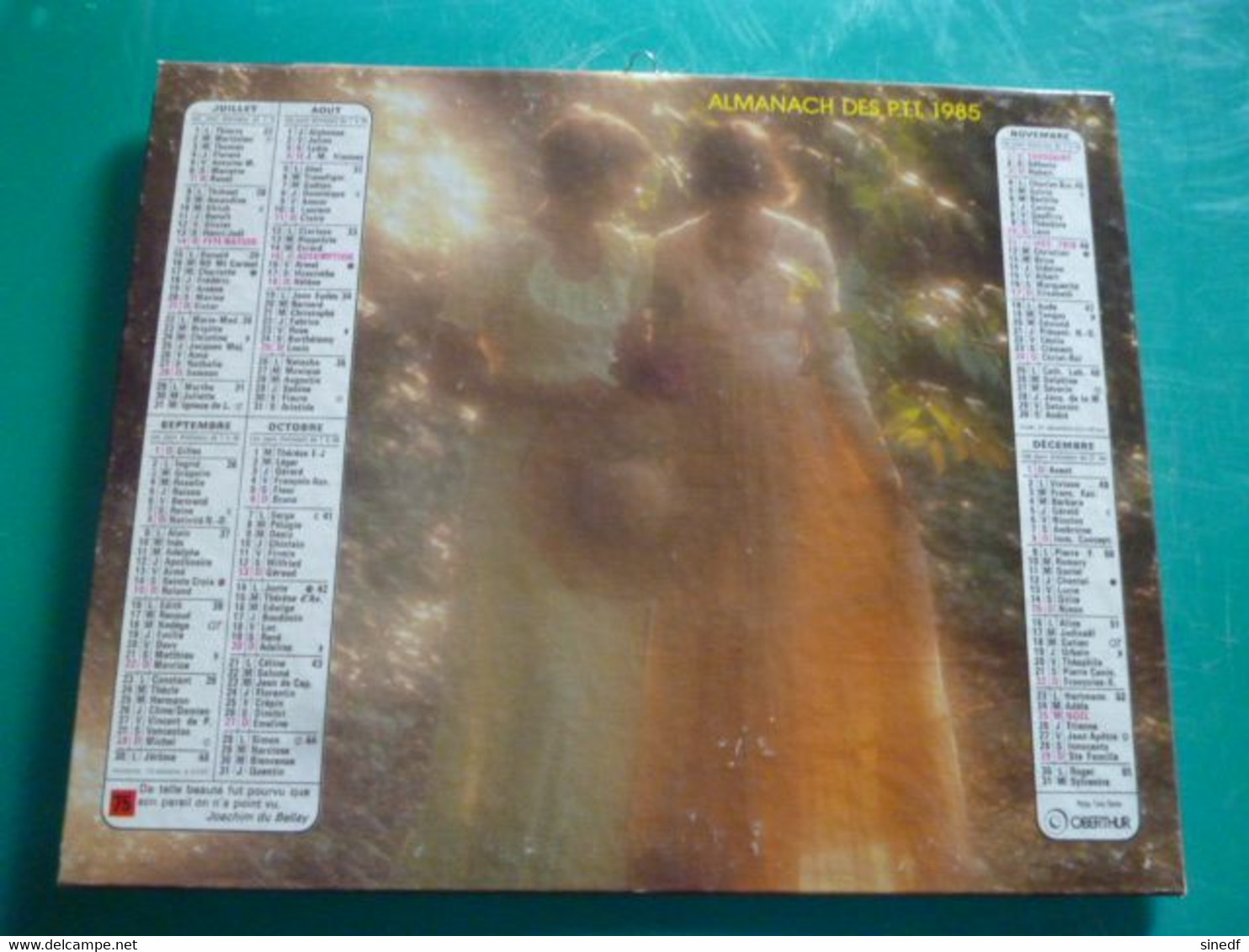 Calendrier 1985 Oberthur Femme Romantique Erotique Ombrelle Almanach Facteur PTT POSTE Département Sarthe - Grand Format : 1981-90