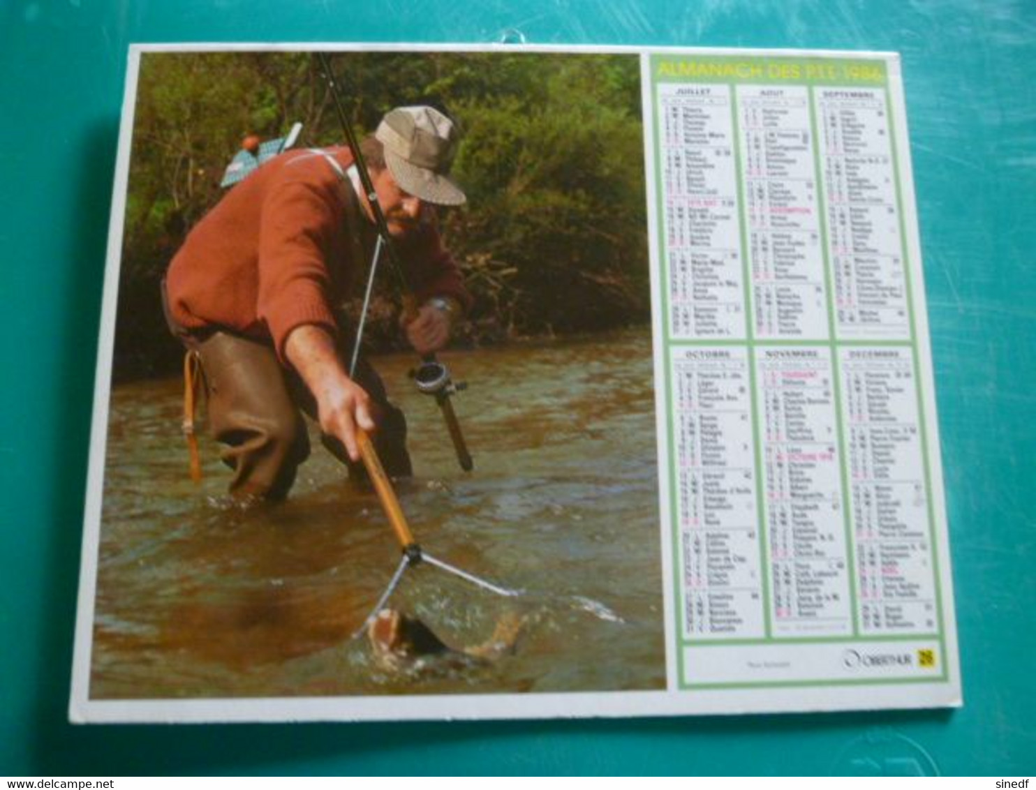 Calendrier 1986 Oberthur  Chasse Et Peche Truite   Almanach Facteur PTT POSTE Département Sarthe - Grand Format : 1981-90