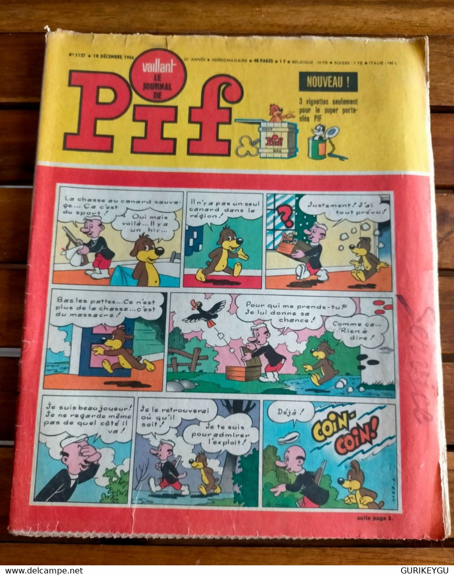 Rare N SERVICE Vaillant Le Journal De PIF N°1127 TOTOCHE Jacques Flash GAI LURON CORINNE Et JEANNOT Teddy Ted 18/12/1966 - Pif & Hercule