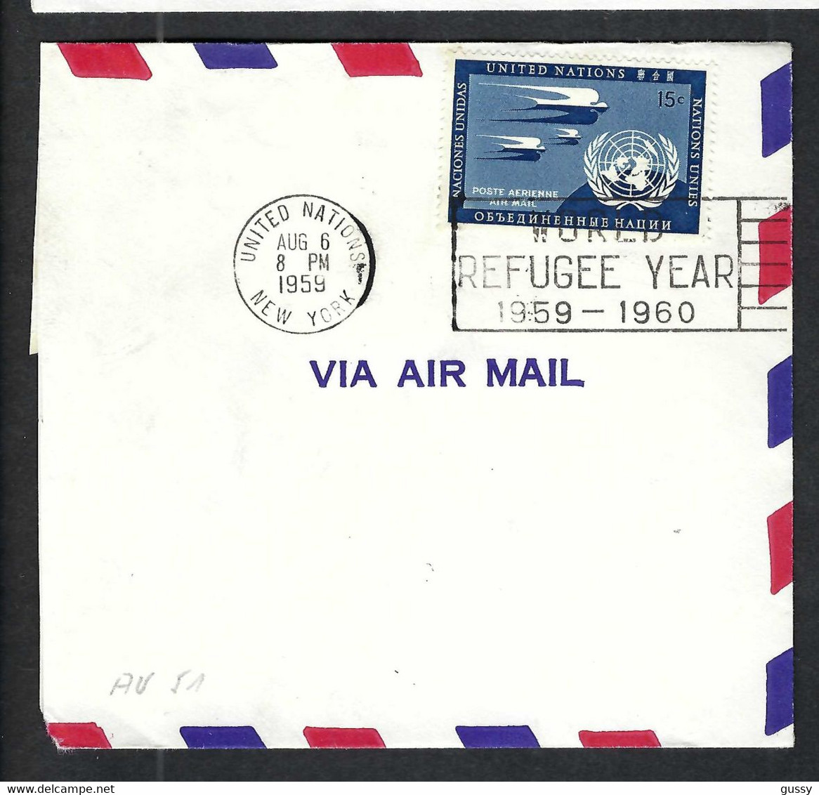 NATIONS-UNIES NEW-YORK P.A. 1959:  LSC Partielle Avec Le Y&T 3a (bleu De Prusse) - Lettres & Documents