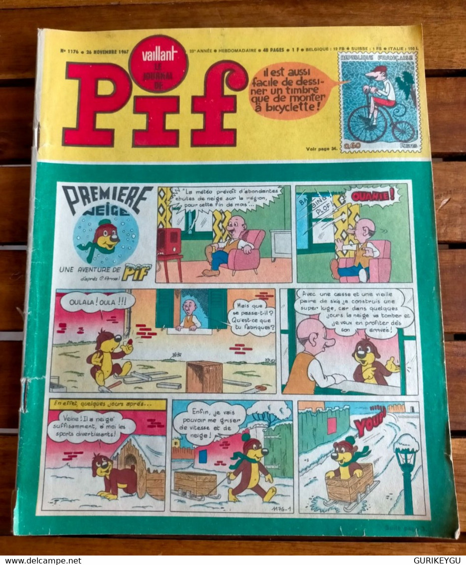 Vaillant Le Journal De PIF N°1176 TOTOCHE Les Pionniers De L'espérance GAI LURON CORINNE Et JEANNOT Teddy Ted 26/11/1967 - Pif & Hercule