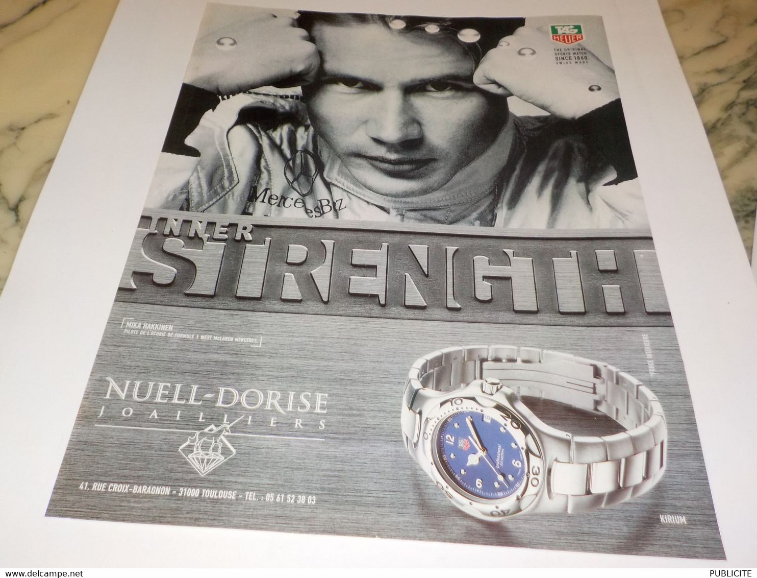 ANCIENNE PUBLICITE MIKA HAKKINEN MONTRE TAG HEUER 1999 - Automobile - F1