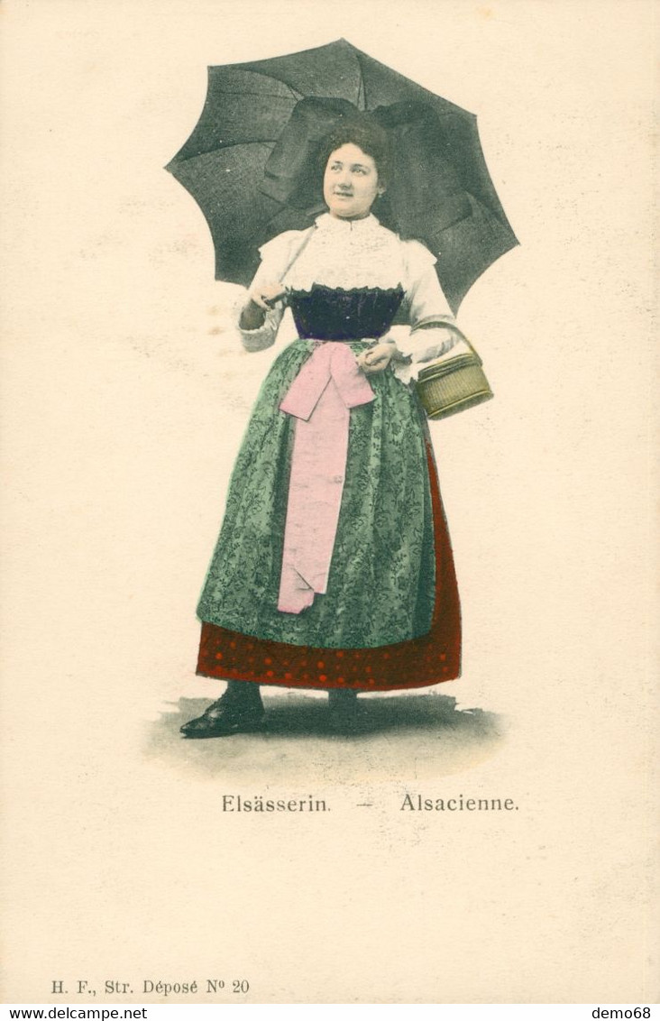 Fantaisie Folklore Costume Alsace Alsacienne Elsässerin Nœud Parapluie Sac Ruban - Personnages