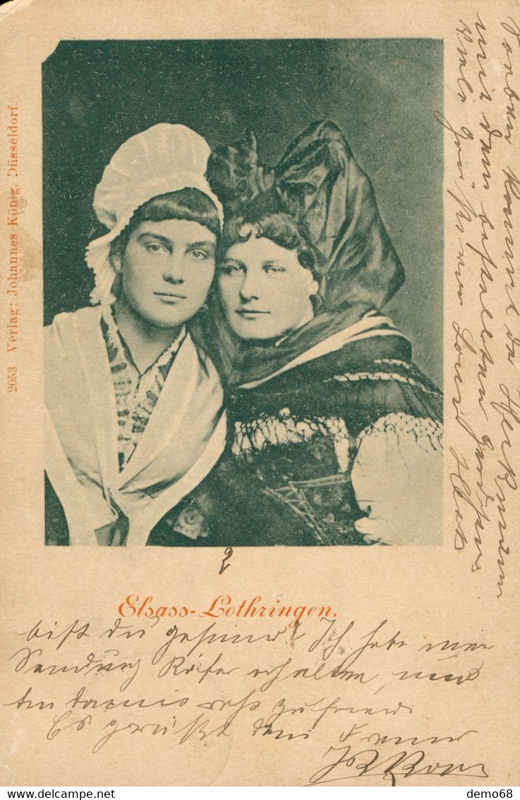 Fantaisie Folklore Costume Alsace Alsacienne Elsässerin Et Lorraine Lothringerin Nœud Bonnet Précurseur 1898 - Personajes