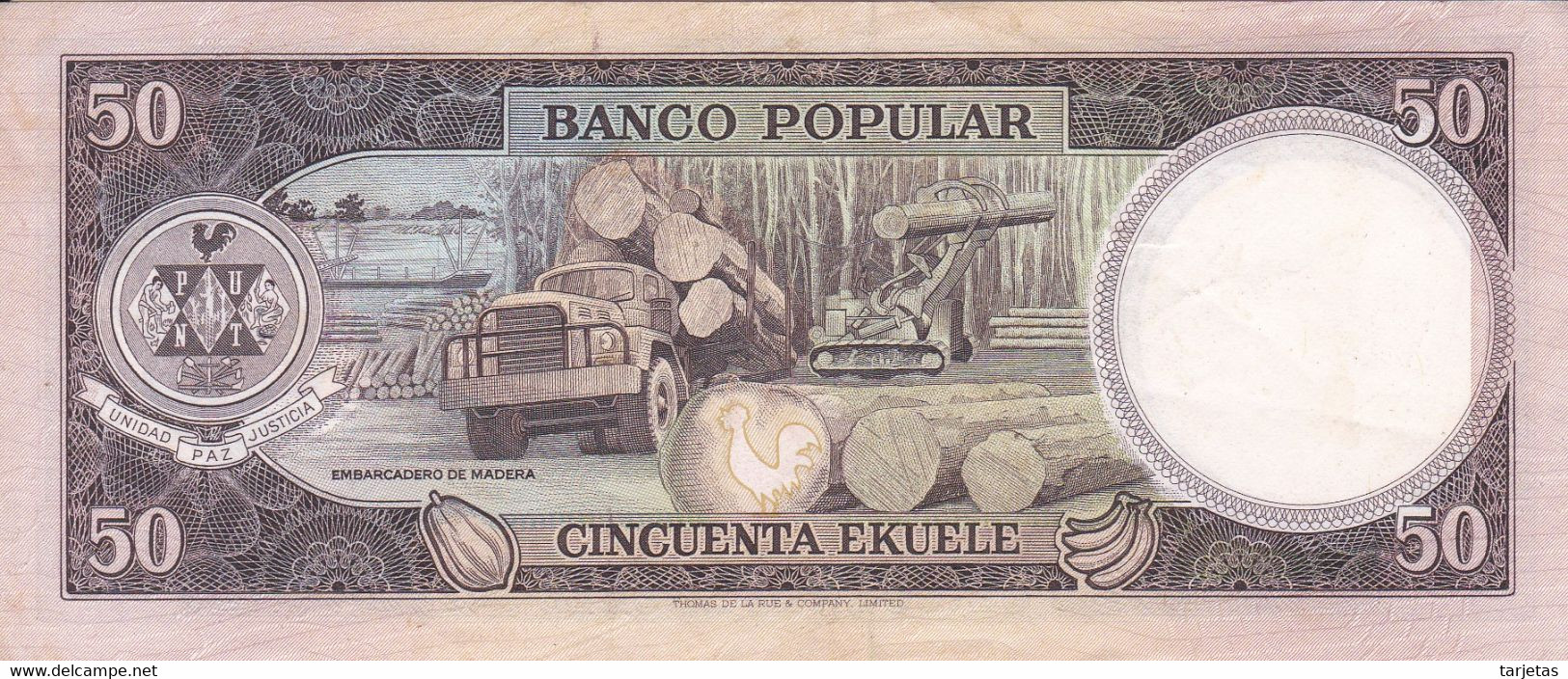 BILLETE DE GUINEA ECUATORIAL DE 50 EKUELE DEL AÑO 1975    (BANKNOTE) - Equatorial Guinea