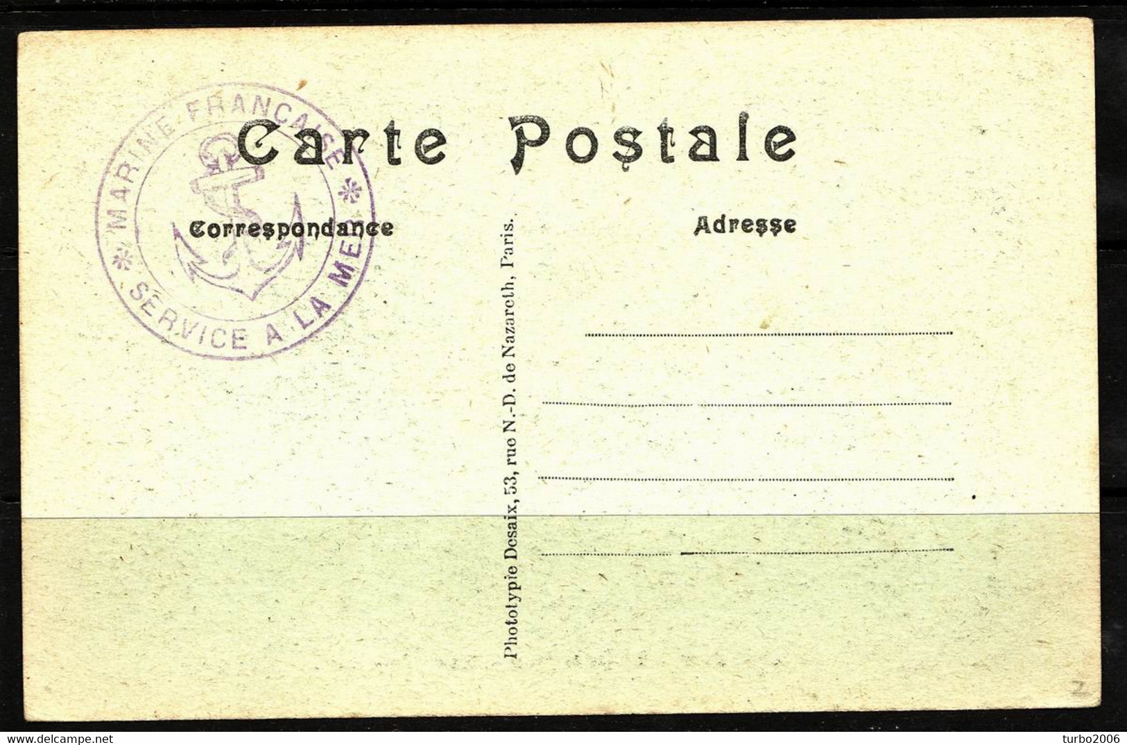 Greece : Old Postcard From Corfu Achilleion With French Naval Cancellation With Violet Ancer On The Back. - Iles Ioniques