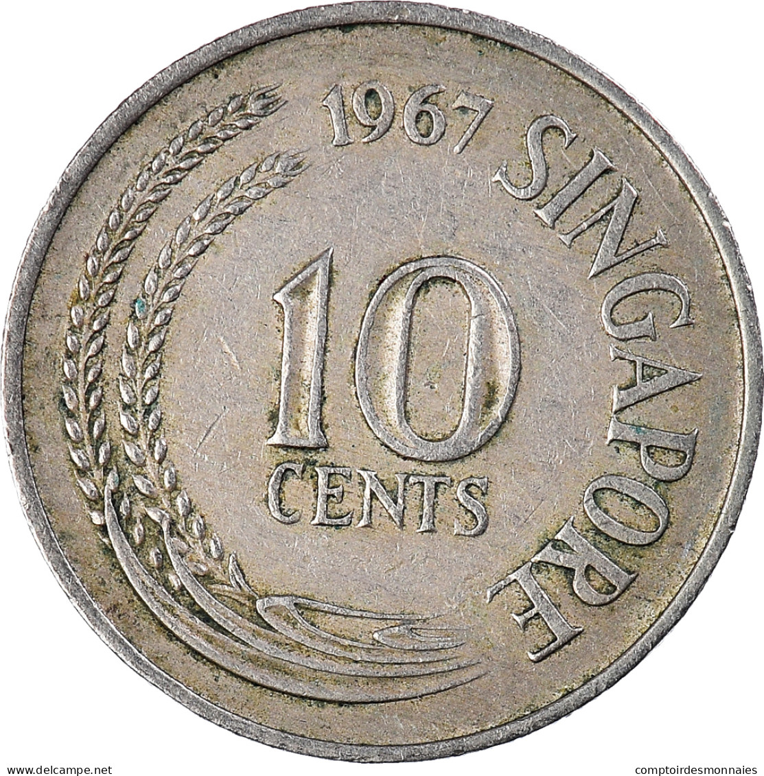 Monnaie, Singapour, 10 Cents, 1967, Singapore Mint, TTB, Cupro-nickel, KM:3 - Singapour