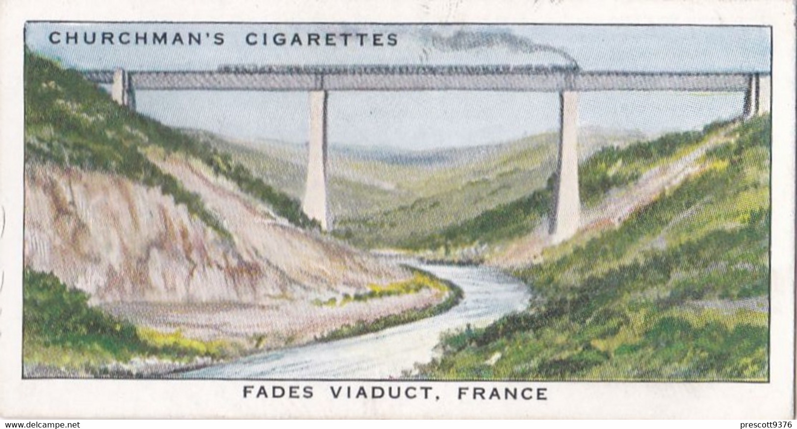 Wonderful Railway Travel, 1937 - 18 Fades Viaduct, France  - Churchman Cigarette Card - Trains - Churchman