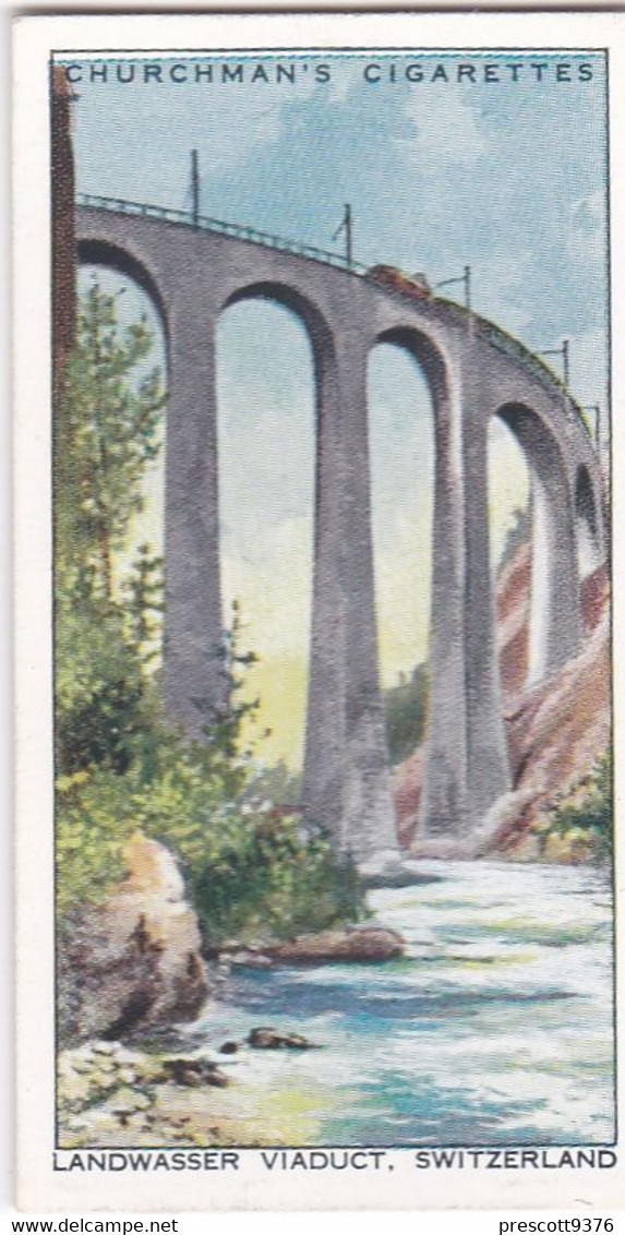Wonderful Railway Travel, 1937 - 34 Landwasser Viaduct, Switzerland  - Churchman Cigarette Card - Trains - Churchman