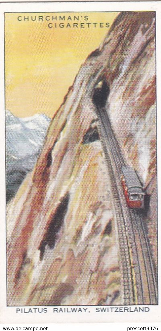 Wonderful Railway Travel, 1937 - 37 Pilatus Railway Switzerland  - Churchman Cigarette Card - Trains - Churchman