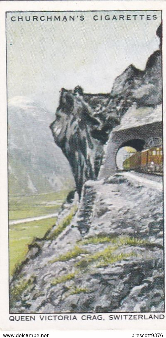 Wonderful Railway Travel, 1937 - 38 Queen Victoria Crag Switzerland  - Churchman Cigarette Card - Trains - Churchman
