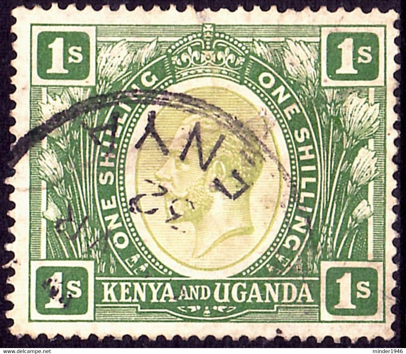 KENYA & UGANDA 1922 KGV 1/- Green SG87 Used - Kenya & Uganda