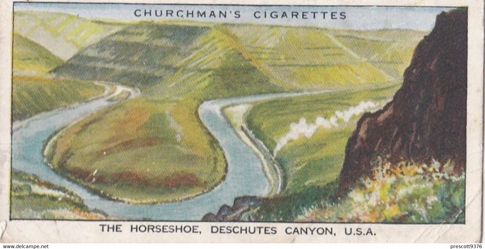 Wonderful Railway Travel, 1937 - 43 The Horseshoe Deschuttes Canyon, USA - Churchman Cigarette Card - Trains - Churchman