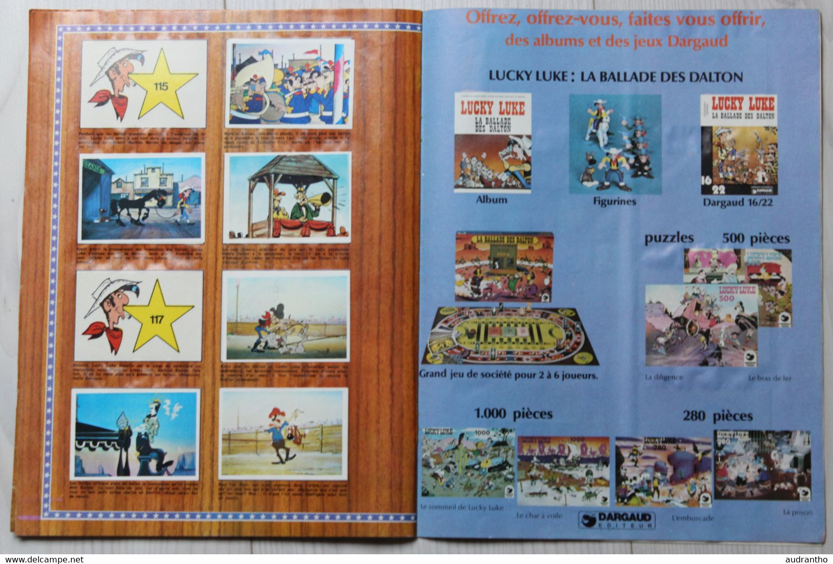 album de stickers de 1978 Lucky Luke la ballade des Dalton Dargaud 183 vignettes sur 200
